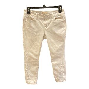 J. Jill Authentic Fit Cropped White Floral Embroidered Denim Jeans Women's Sz 2P